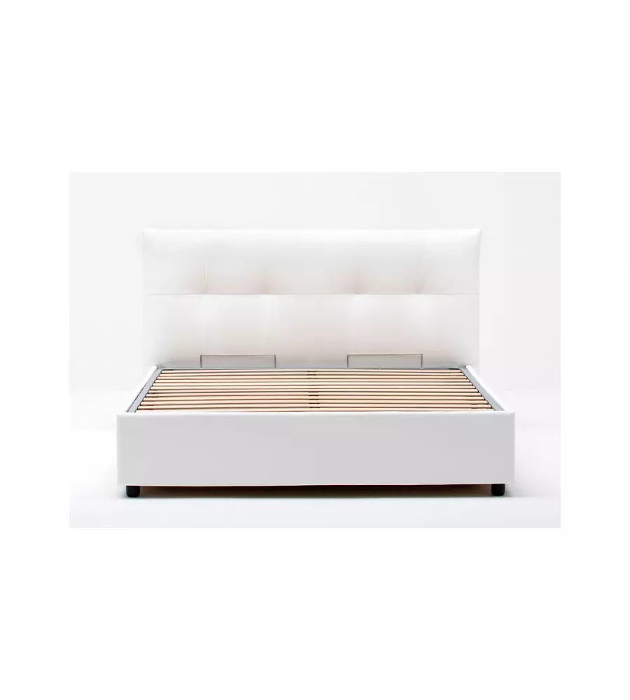 Letto matrimoniale "easy" bianco con rete e contenitore, 160x190 cm